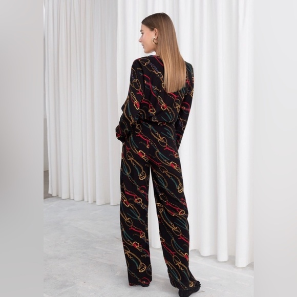 & OTHER STORIES. Paris Atelier. Equestrian Print Wrap Jumpsuit - Picture 10 of 10